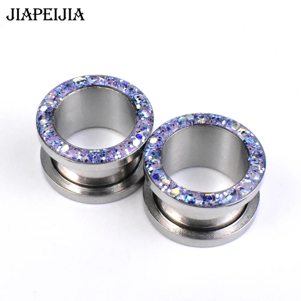 Hollow Ear Tunnels Plugs and Gauges Screw Fit Ear Expander Stretcher ...
