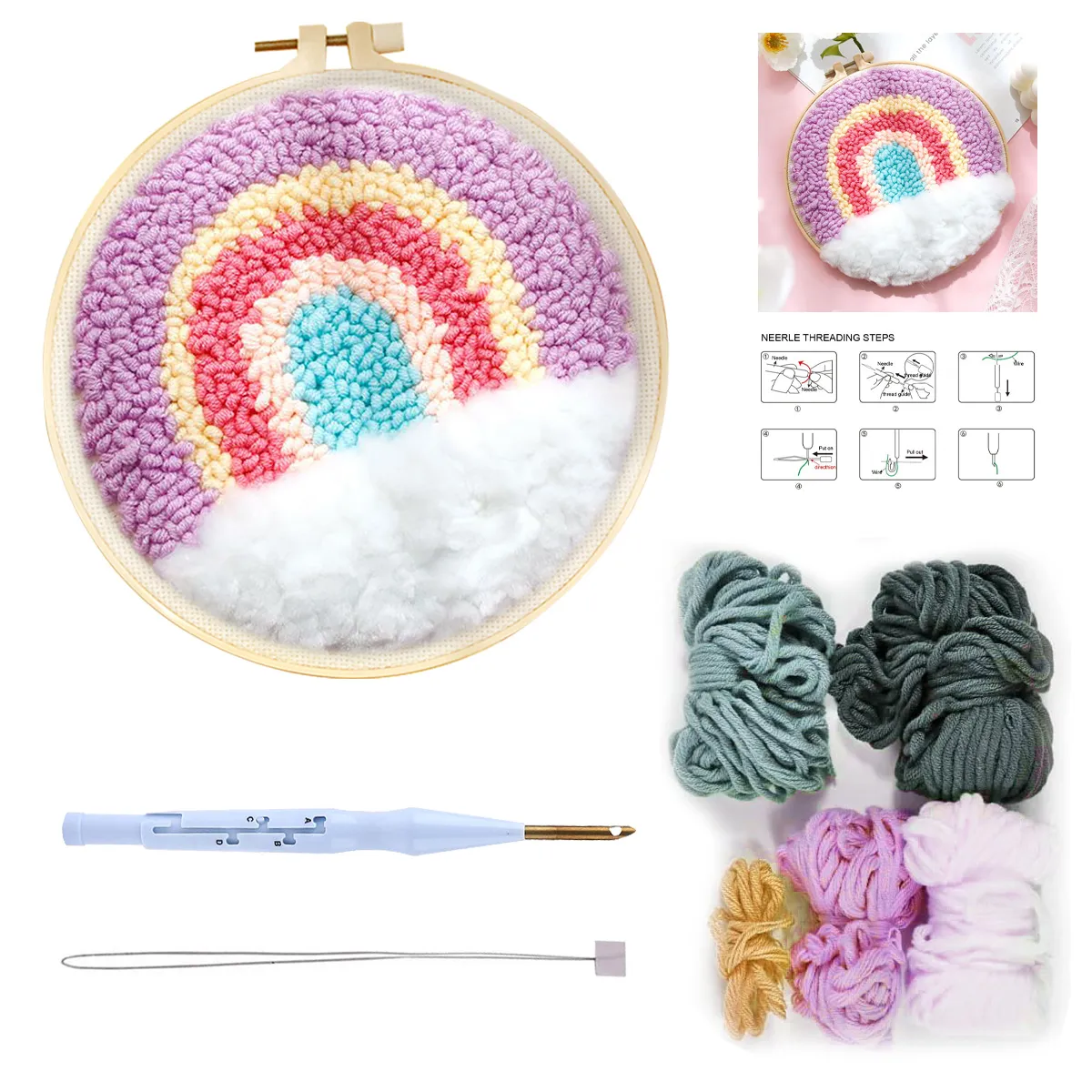 RUOPOTY DIY Punch Needle Embroidery Starter Kit for Beginner Kids with ...
