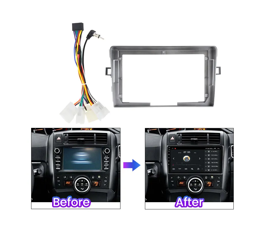 Sound-way 1 DIN / 2 DIN Radiopaneel Frame Autoradio, Antenne Adapter, ISO Aansluitkabel, ondersteuning voor Toyota Corolla Verso