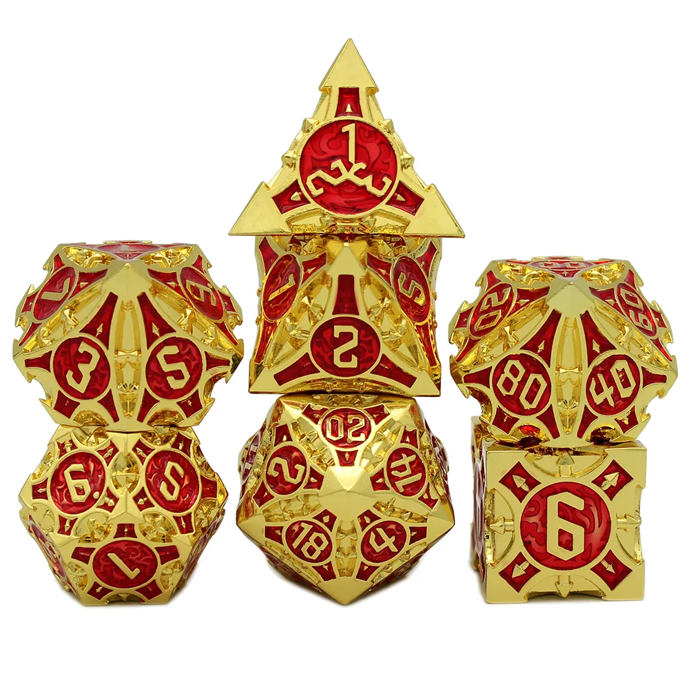 Set De Dados Giratorios Metálicos DND 7 En 1 – Diseño De Pagoda, Incluye D4 A D100, Perfecto Para Juegos De Rol Y Como Juguete Fidget