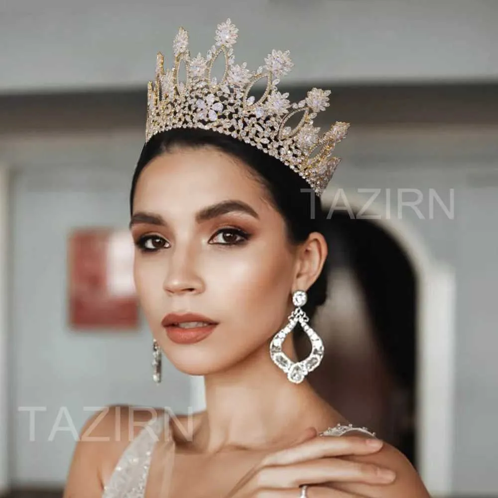 Wedding Hair Jewelry Tall Tiara Cubic Zirconia Bridal Crown  display picture 1
