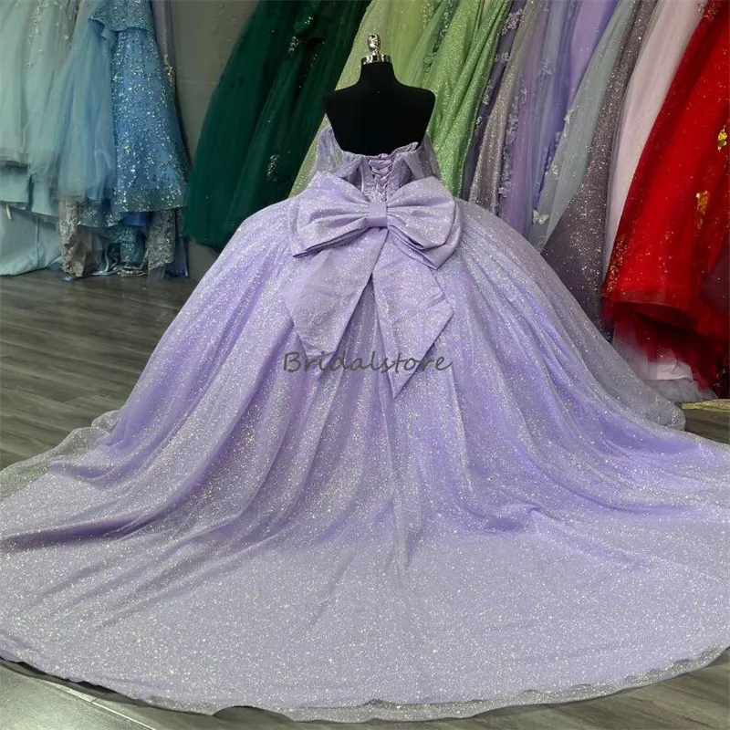 Glitter Lilac Quinceanera Dress Charro Off Shoulder Floor-Length Ball Gown  with Lace-Up Back from Dhgate Quinceanera Dresses - price 147.94