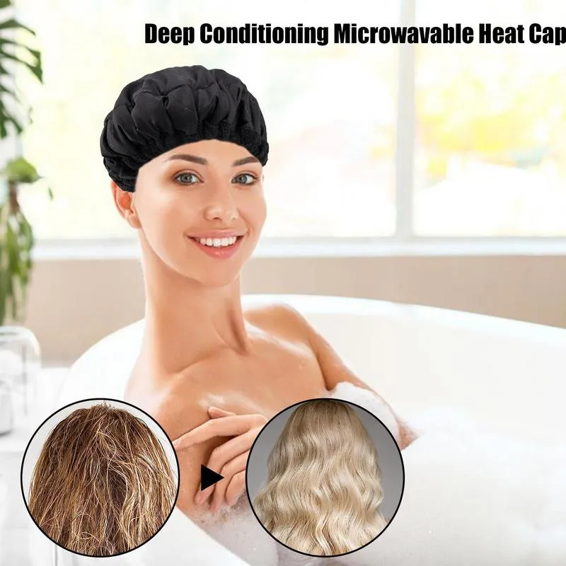 Hair Steamer Cap for Deep Conditioning: Heat Therapy Hat with Flaxseed  Fill, Hair Drying Tool