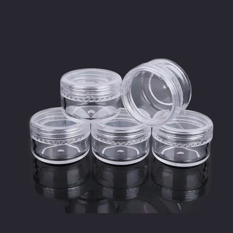 Cosmetic Sample Empty Containers Plastic Round Pots with Screw Caps 2g ...