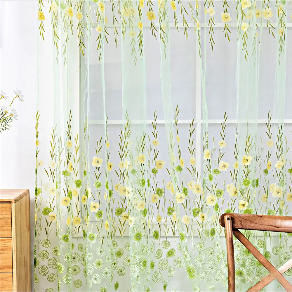 BROSHAN Floreale Voile Tulle Finestra Porta Balcone Tenda Pannello in Voile Sheer Tende Tenda Finestra Tende di Trattamento Picture27