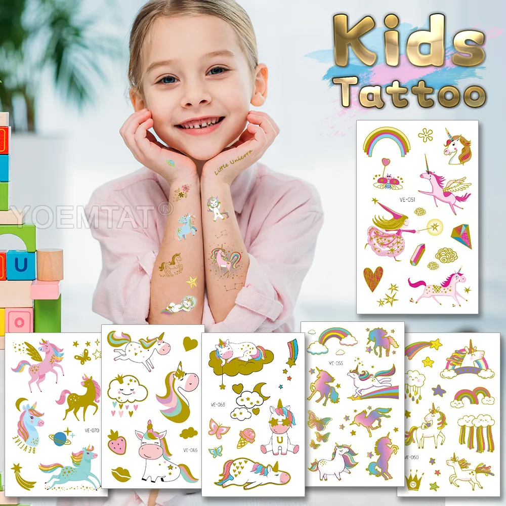 Tatuajes Temporales De Unicornio Para Niños – 10 Hojas Con Más De 100 Diseños, Impermeables Y Seguros, Ideales Para Fiestas De Cumpleaños