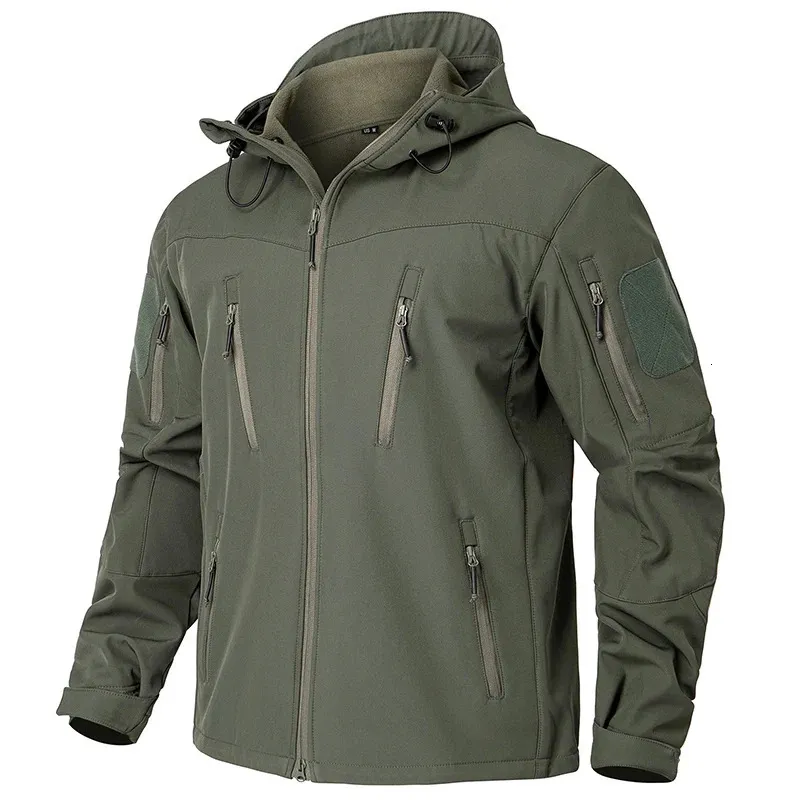 Giacca Impermeabile Soft Shell Tattica Militare Uomo, Con Pile Interno, Nera/verde/grigia