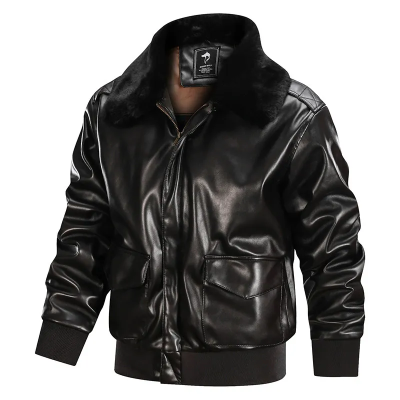 Men's Tactical PU Leather Bomber leather jacket with Men's Tactical PU Leather Bomber leather jacket with