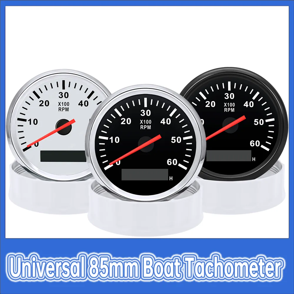 85mm Tachometer 6000/8000 Rpm Tacho With 7 Colors Backlight Hour Meter For Marine Boat Car Yacht Rpm Gauge 12v 24v