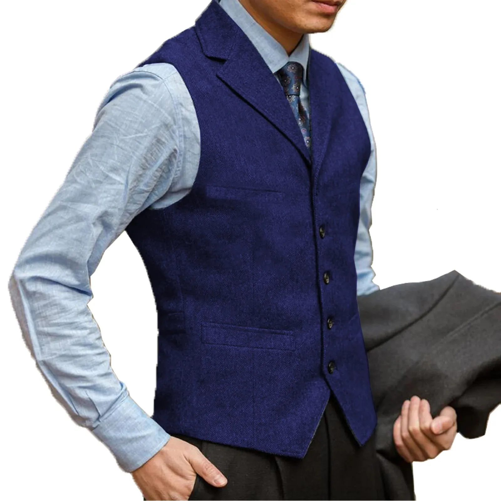 HISDERN Men's Maroon Gilets Formeel Bruiloft Gilet Burgundy Classic