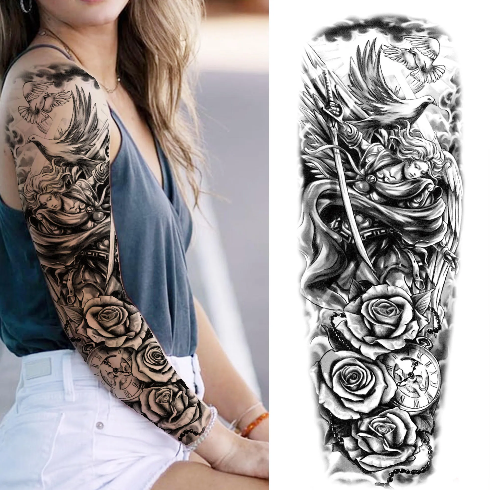 Trutle Maori Totem Temporary Tattoos Sleeve For Men Women Realistic Fake  Rose Dove Skull Tattoo Sticker Full Arm Tatoos Large Du 19,33 € | DHgate, image size:2000x2000