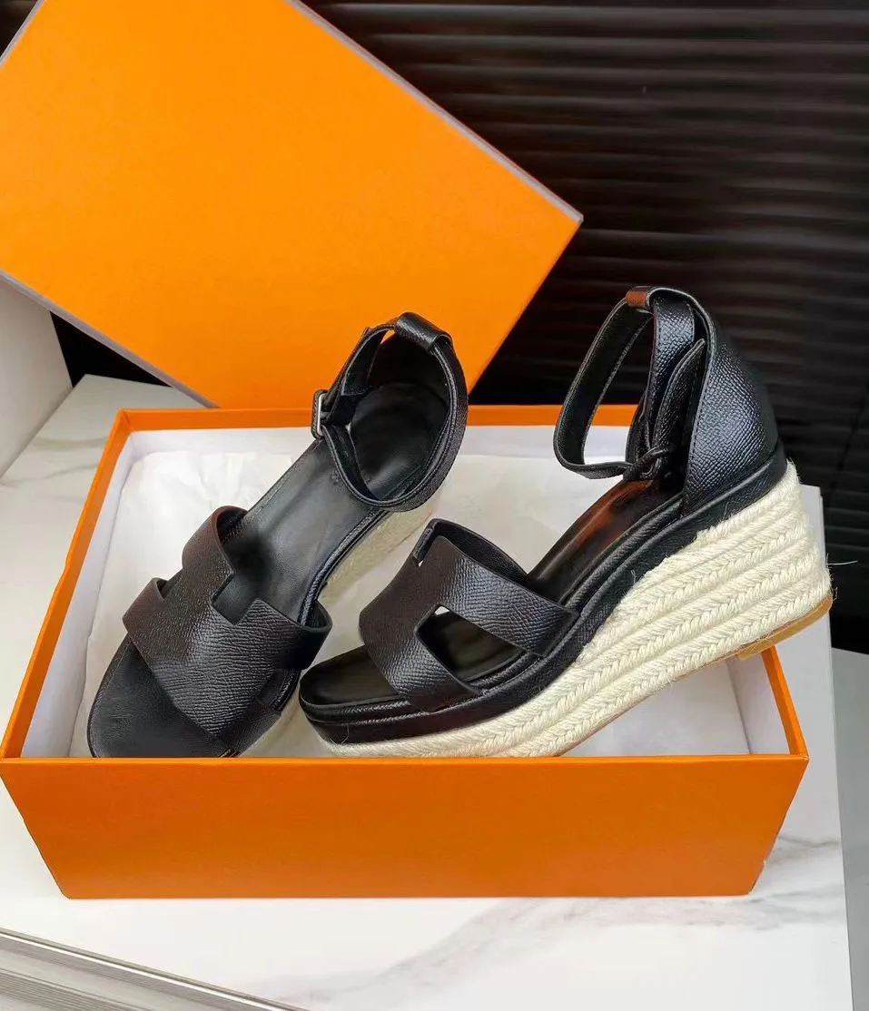 Bulk Luxury Womens Espadrille Comfortable Wedge Sandals Calfskin Leather Wedged Rope Heel For Comfortable Summer Walking Gladiator Sandalias EU35 43 At Only 66.84 DHgate.Com