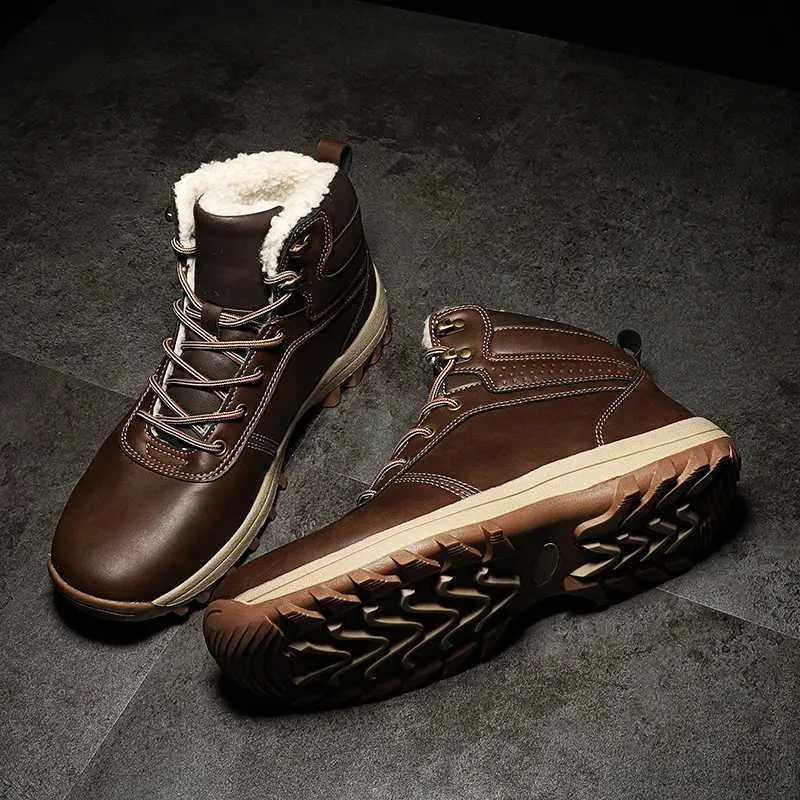 Mens Waterproof Winter Boots Fur Lined Rubber Ankle Snow  display picture 3