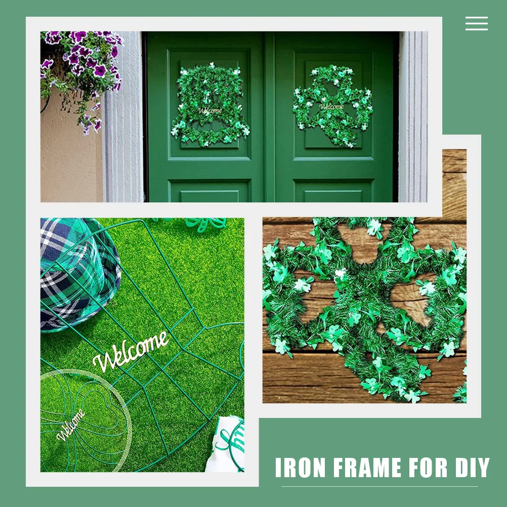 Wreath Form Door Wreath Frame Patricks Day Decor Metal Shamrock