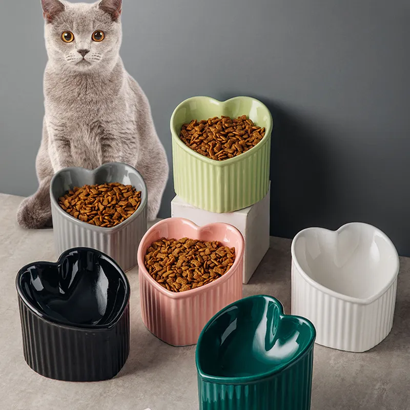 Ceramic Cat Food Bowls – 8 Pack Shallow Dishes With Non-Slip Silicone Base, Whisker-Friendly, Microwave Safe