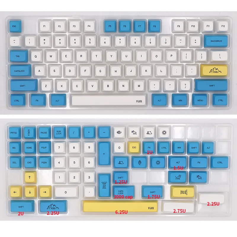 BGKYPRO National Park Keycaps Dye-sub Fonts PBT XDA Profile 132 Keys ...