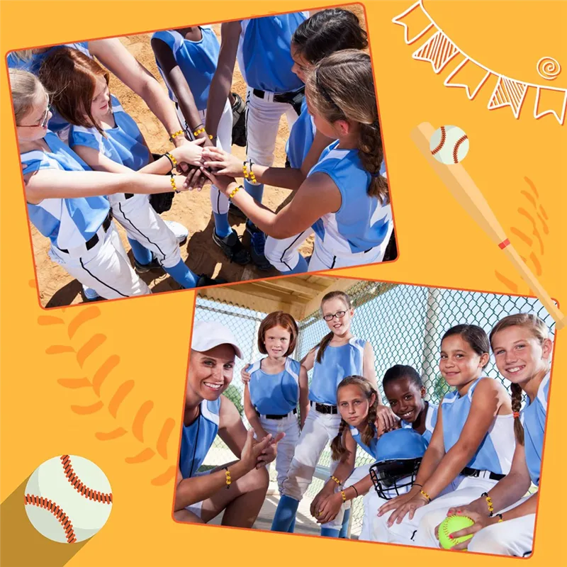 Softball Bracelets 20 Pack Adjustable Beaded Friendship Charm