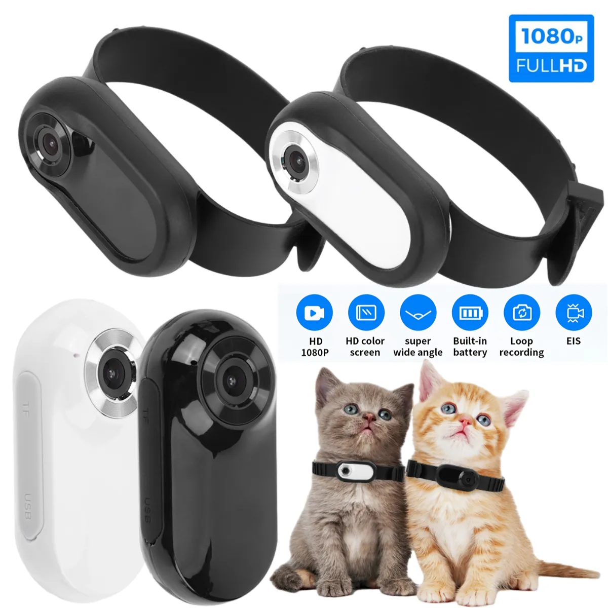 Dhgate 1080p pet camera collar no wifi needed for cats dogs