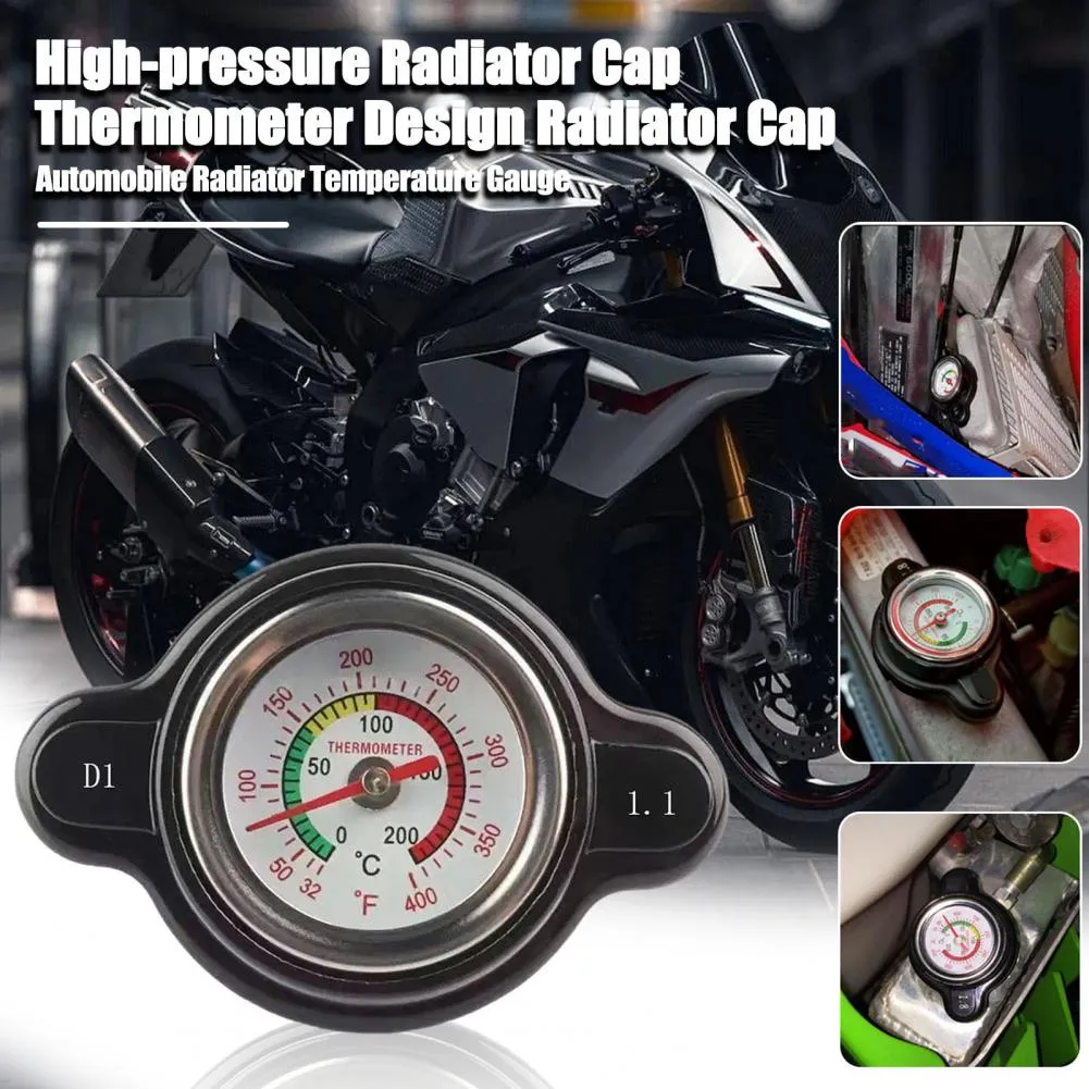 Car Radiator Cap With Temperature Gauge - 1.8 Bar Pressure, Universal Fit For Racing & Off-Road