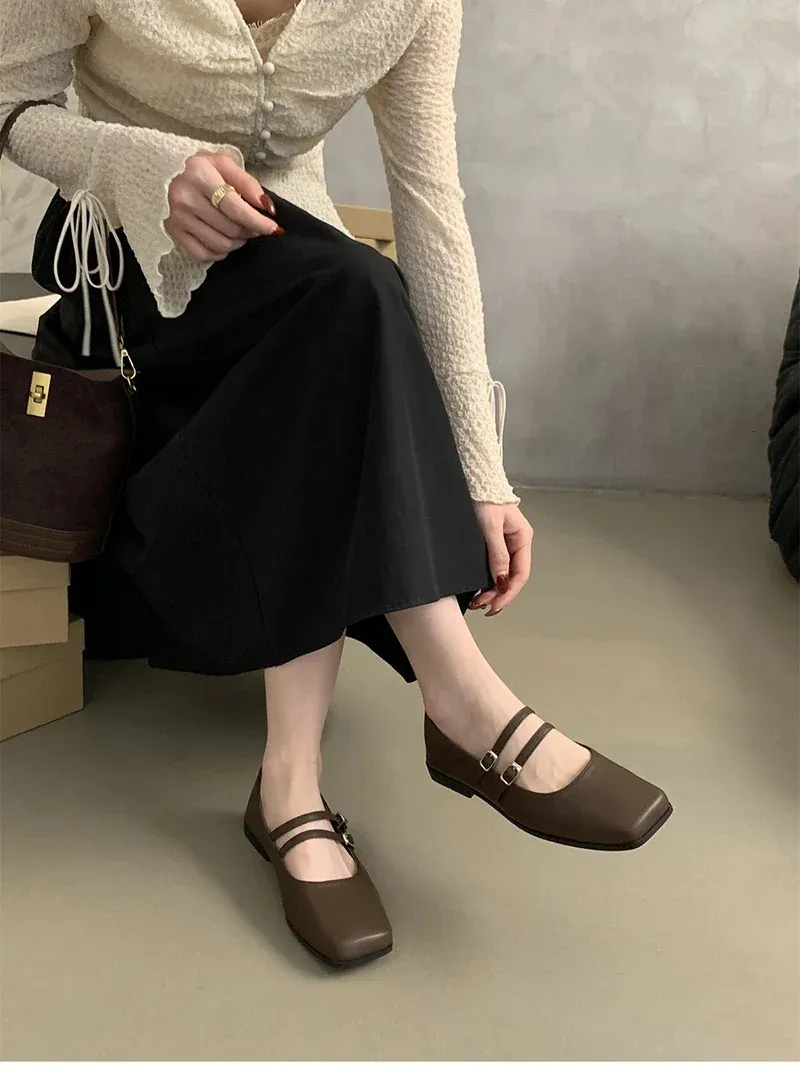 Ballerine mary jane da donna con punta quadrata scarpe comode_voghion.com