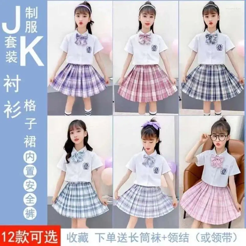 Kawaii Japanese School Twin Set Clothing For Girls Short Sleeve Bow Knot T Shirt And Plaid Skirt Summer Fashion Ages 5 14 2022 Collection From Wusemeitian 24.15 DHgate.Com