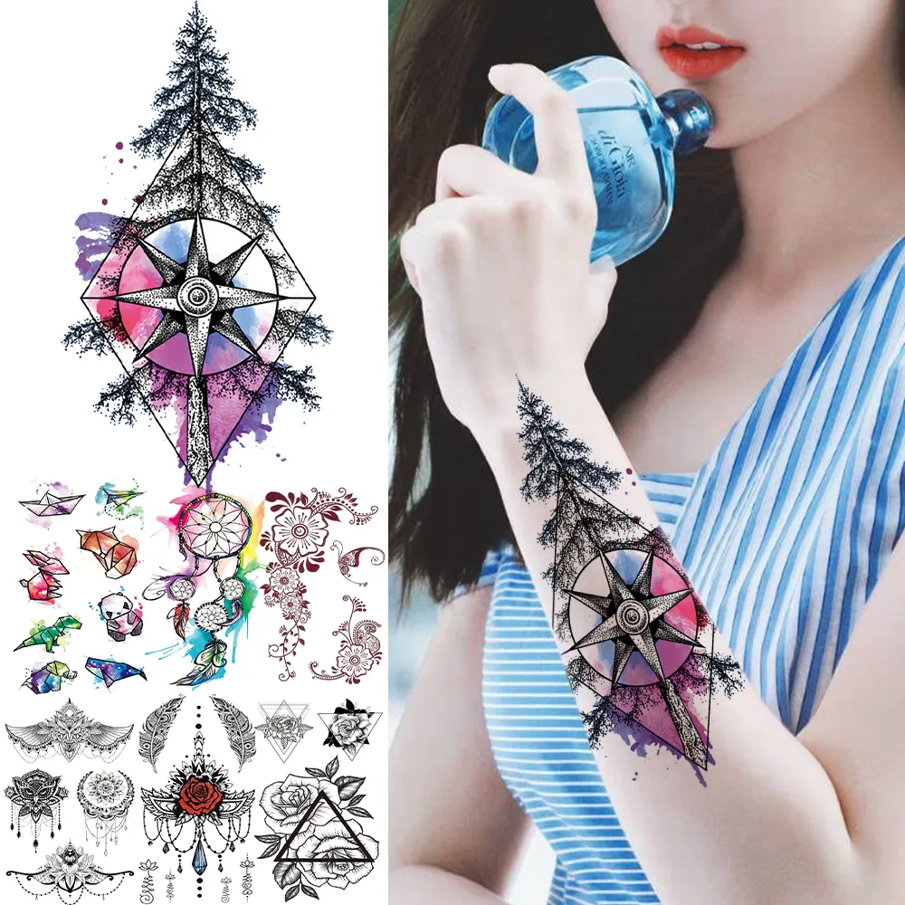 Geometric Watercolor Tattoo