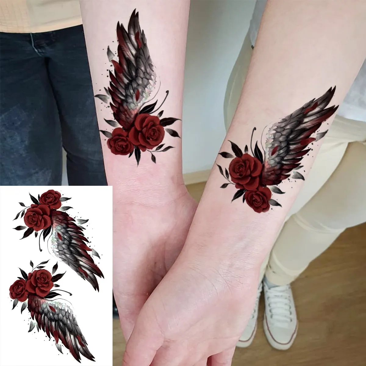 Angel Wings Rose Flower Temporary Tattoos for Women Adult Planet Whale  Daisy Realistic Washable Body Art Decal from Dhgate Permanent Makeup  Needles \u0026 Tips - price 20.91, image size:1200x1200