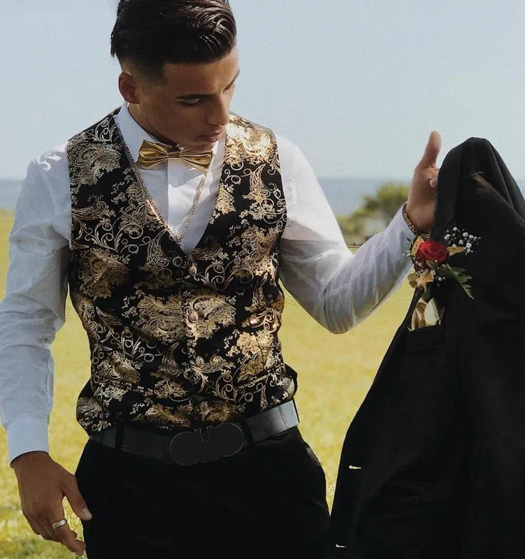 Abrigo de Jacquard con doble botonadura sin mangas con cuello de solapa gótico S