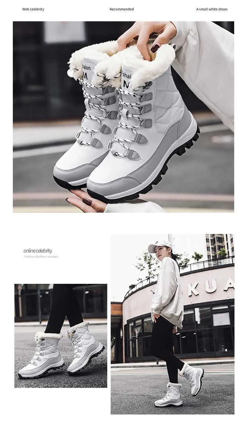 Ankle Women Winter Shoes Keep Warm Non-slip Black Snow Ladies Lace-up Boots Chaussures Femme Booties Woman Flat Boot_voghion.com