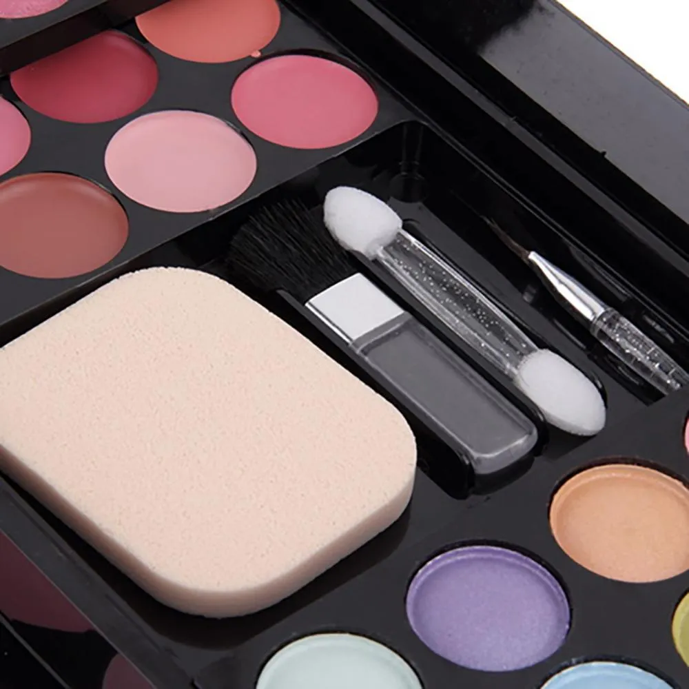 3 Layer Makeup Palette Set with Blusher, Lip Gloss, Shimmers, Eyeshadow ...