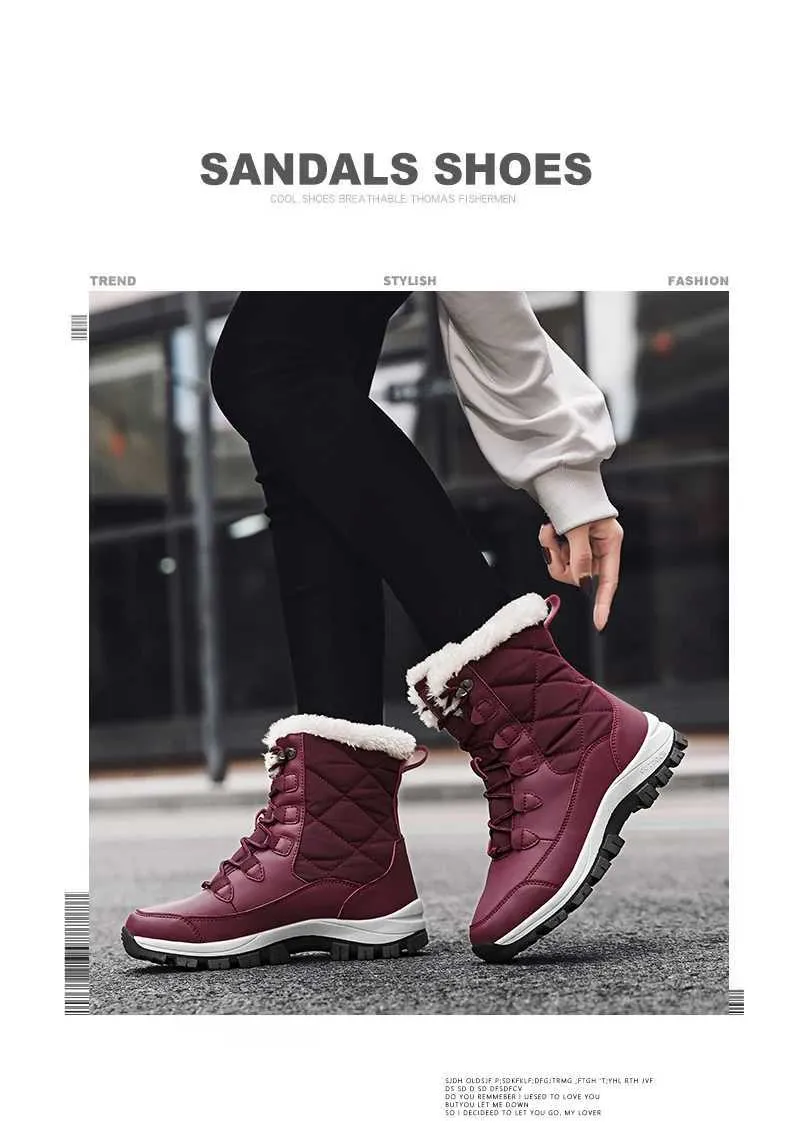 Ankle Women Winter Shoes Keep Warm Non-slip Black Snow Ladies Lace-up Boots Chaussures Femme Booties Woman Flat Boot_voghion.com