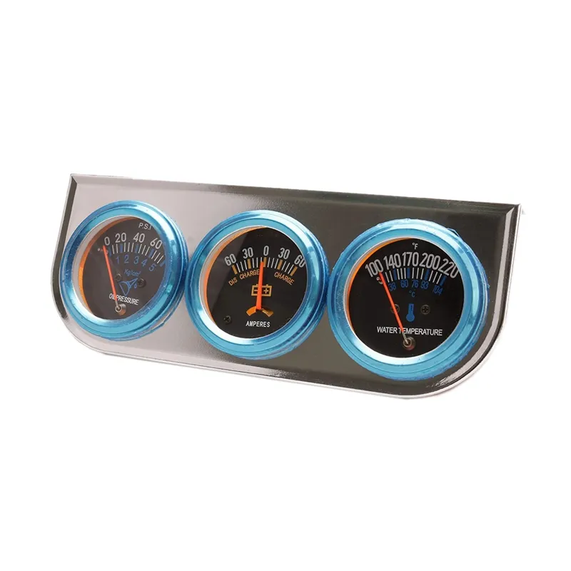 Fivestarautopartsupplier Triple Gauge Set 3 In 1 | 52mm Chrome | Oil Pressure Water Temp Amp Meter | 12V Mechanical