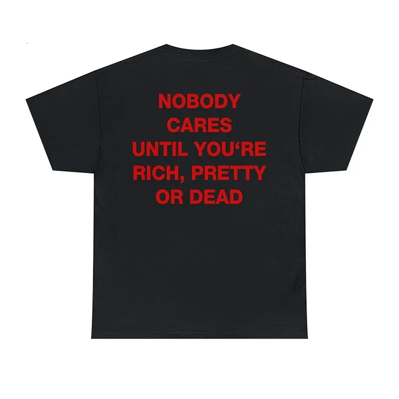 Women's Nobody Cares Funny Printed T-Shirt - 100% Cotton Casual Tee