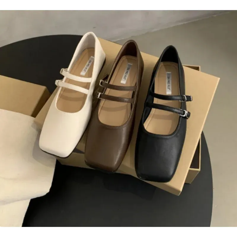 Square Toe Women Mary Jane Fashion Shallow Ladies Casual Soft Sole Flats Spring Womens Comfort Ballerinas Shoes 240629_voghion.com