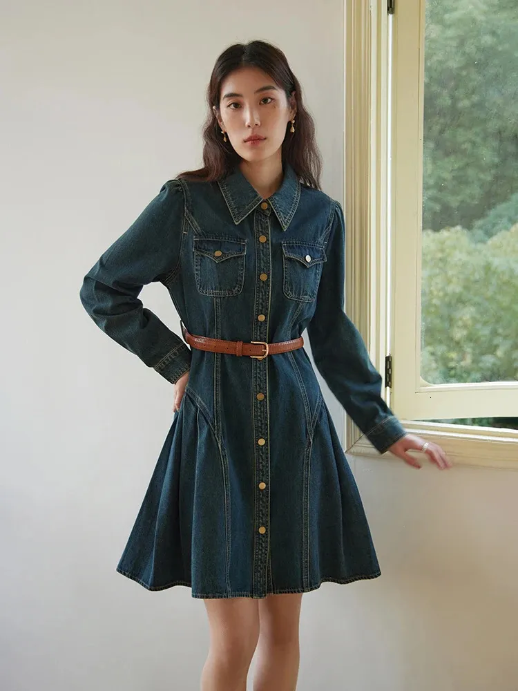 DUSHU Retro Denim Dress for Women Floor-Length A-line Pleated Skirt Short  Sleeve Chiffon from Dhgate Basic & Casual Dresses - price 158.38