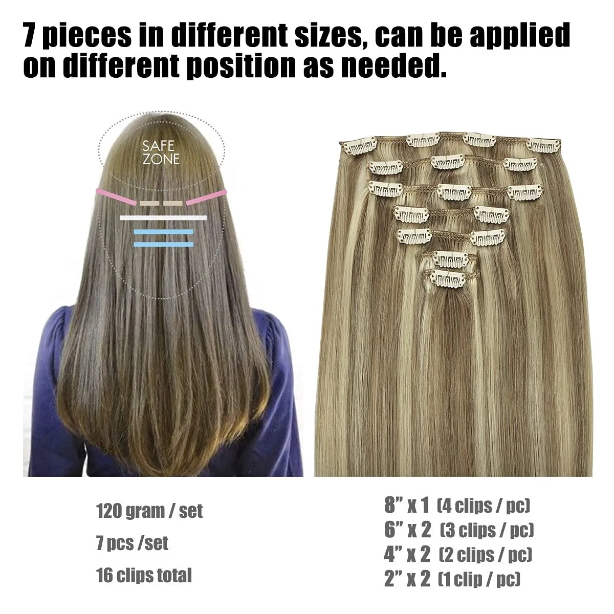 Remy Human Hair Clip-in Extensions Straight Ombre Golden 