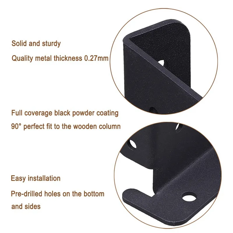 4-Pack Adjustable Post Base Brackets - Fits 2x4, 4x4, 6x6 Wood Posts