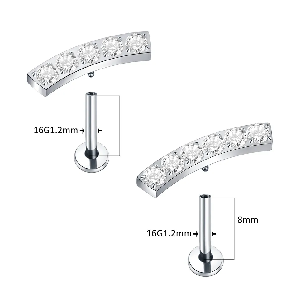 Titan Labret Stecker 16G - Hypoallergene Ohrringe Für Tragus, Helix & Lippenpiercing