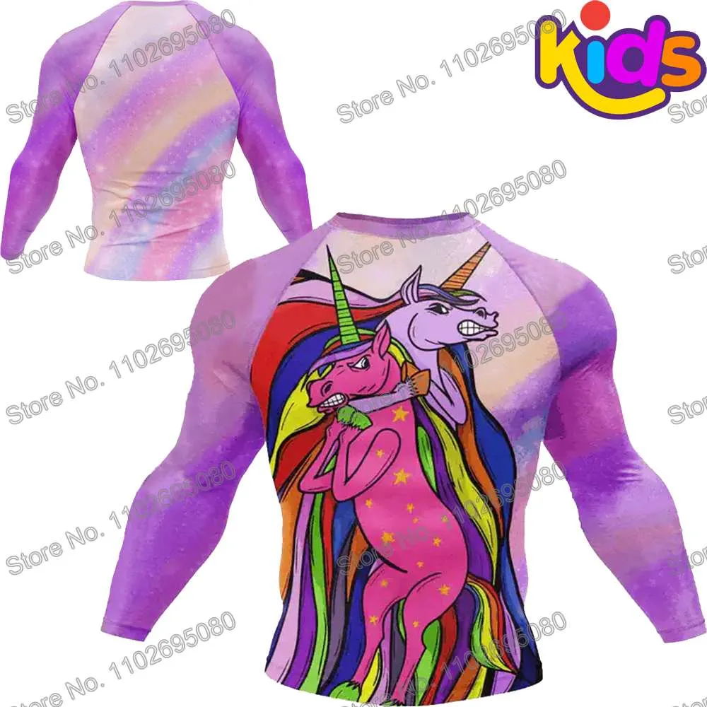 DHgate Kids Unicorn Rash Guard Colorful Long Sleeve Swim Shirt for Boys and Girls Sports Outdoors