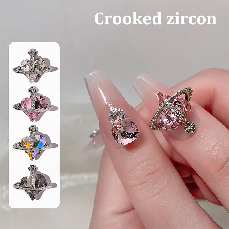 18 Stück 3D Nagel Charms – Saturn-Form, Bunte Strasssteine, Für DIY Nail Art