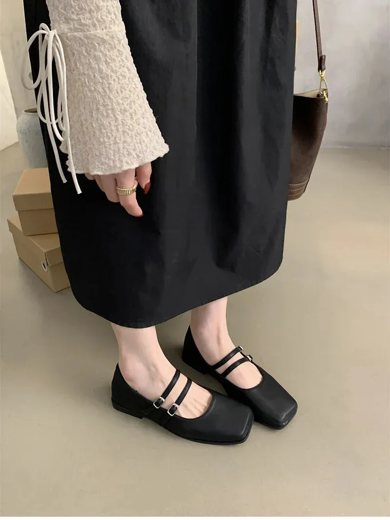 Ballerine mary jane da donna con punta quadrata scarpe comode_voghion.com