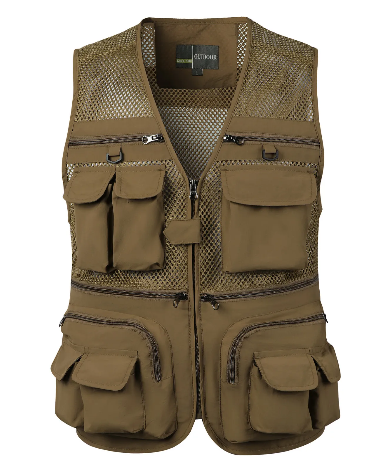Man's Multi Pocket Vest Photography Vest Men Waistcoat Of Photographer Gray Red Colors 2xl
