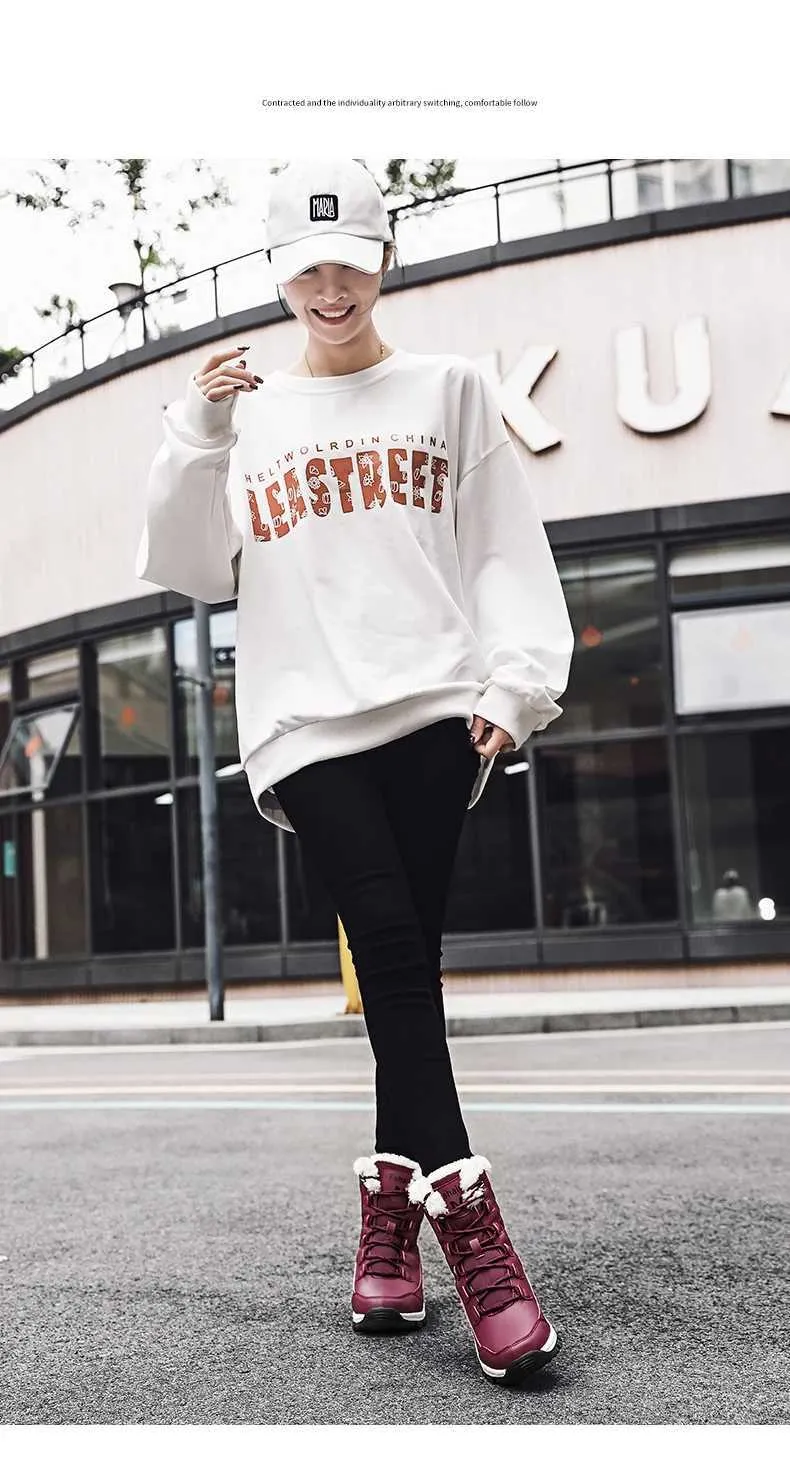 Ankle Women Winter Shoes Keep Warm Non-slip Black Snow Ladies Lace-up Boots Chaussures Femme Booties Woman Flat Boot_voghion.com