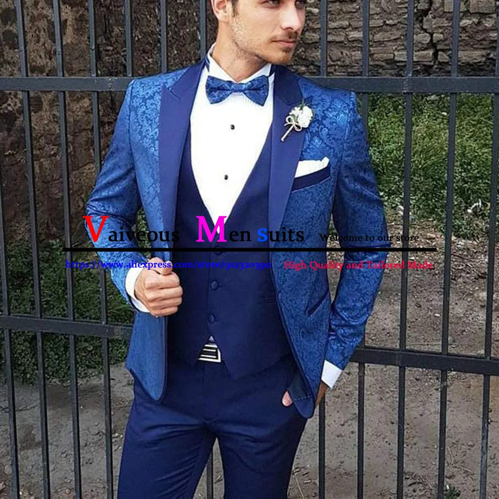 Royal Blue Men's Suit - Kameron Shawl Lapel Shiny Slim Fit Wedding main image 1