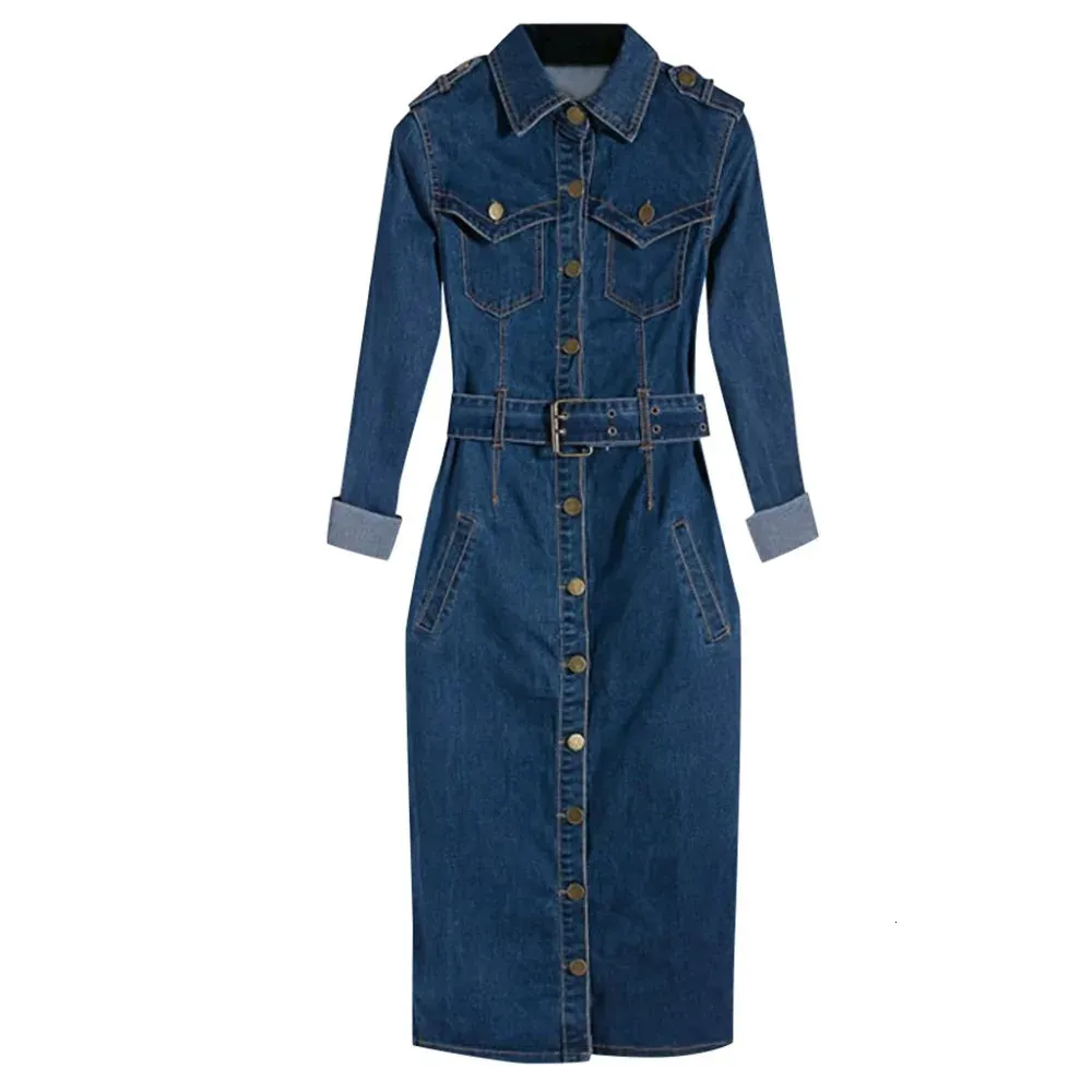 Floor-Length Denim Dress with Belt for Middle-Aged Women, Short Sleeve,  Slim Fit from Dhgate Basic & Casual Dresses - price 76.14