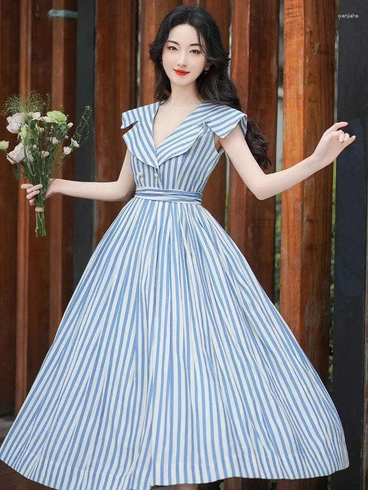 knee length dresses for ladies Striped Sailor Midi Dress – Glamour Farms Boutique