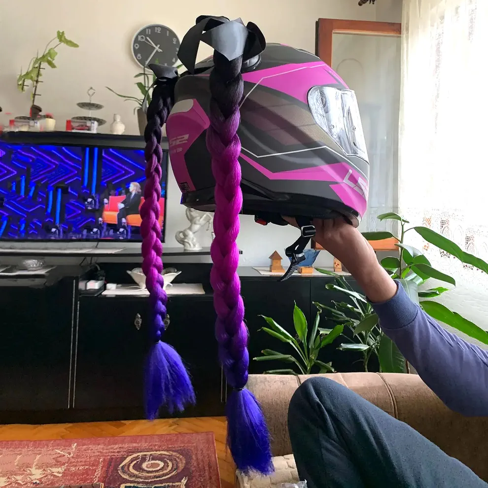 bike helmet wig BESPORTBLE Mohawk Motorcycle Adhesive Mohawk Hair Patches Spike Extensions Hair Mohawk Hawk for Accessories Purple : Beauty & Personal Care Get ready to turn heads with the Hair Helmet Someone Made A Real-Life LEGO