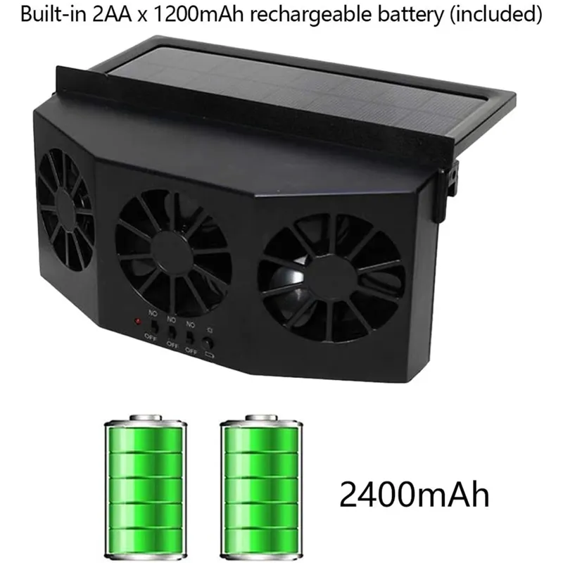 Solar Powered Auto Window Air Vent Cool Dual Fan Cooler Ventilation