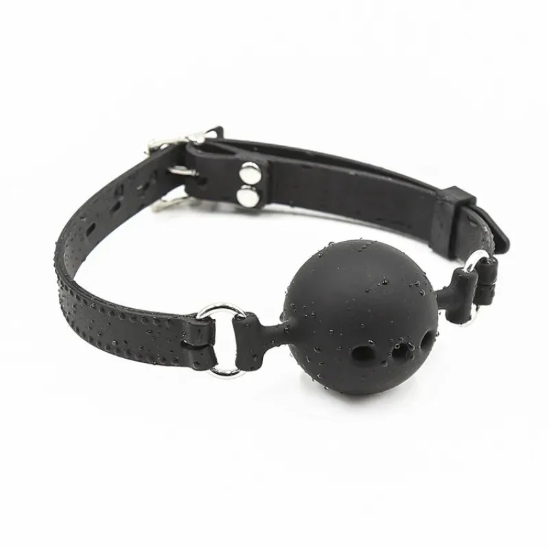 Detachable Ball Gag with 3 Breathing Holes Black Silicone Mouth Gag