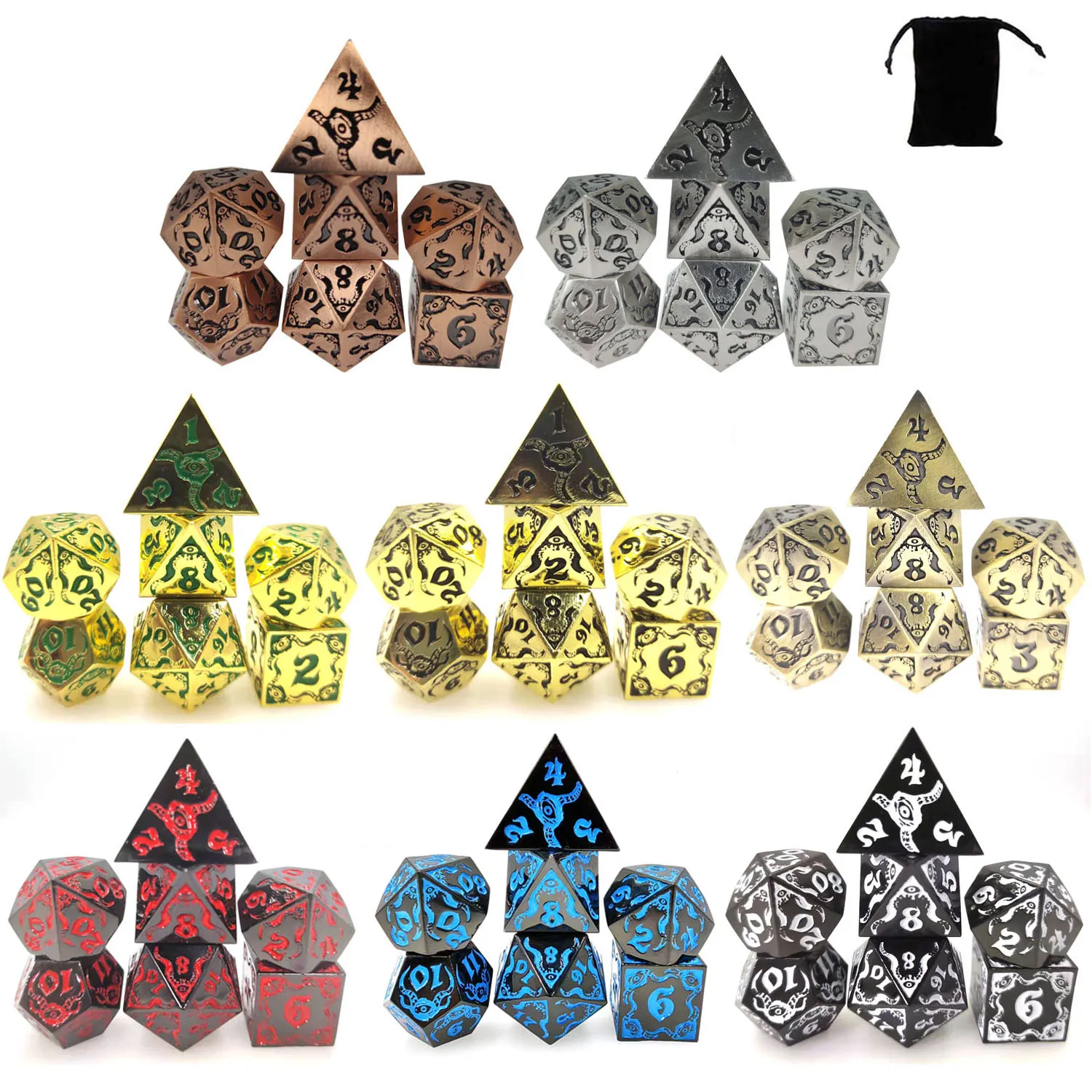 DND Polyhedral Dice Set - 7-Die Acrylic With Glitter, Four-Color Suit Design, For D&D, RPG, Tabletop Games - View #12